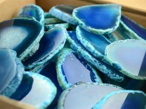 img 3 attached to 💙 FHNP367 30 Pieces Blue Agate Slices Stone Slab 2"-3" Length for Wedding Name Cards Namecards Place Cards