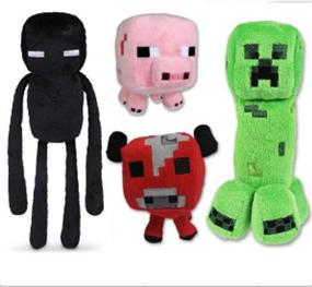 img 1 attached to 🍄 Creeper Pig, Baby Mooshroom & Enderman: Cute Plush Set for Minecraft Fans!