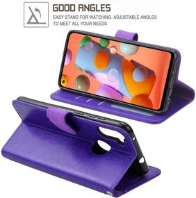 img 1 attached to ERAGLOW Galaxy A11 Case: Premium PU Leather Wallet Flip Cover with Stand Feature and Card Slots – Purple