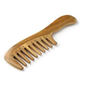 img 2 attached to 🔳 Wide Tooth Natural Sandalwood Hair Comb: Static-Free Wooden Detangling Comb with Smooth Handle for Thick Curly Wavy Hair