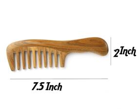 img 1 attached to 🔳 Wide Tooth Natural Sandalwood Hair Comb: Static-Free Wooden Detangling Comb with Smooth Handle for Thick Curly Wavy Hair