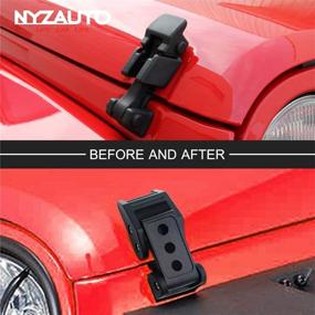 img 3 attached to 🔧 Enhance your Wrangler JK JKU 2007-2017 with NYZAUTO Black Textured Aluminum-Alloy Hood Latch Kit