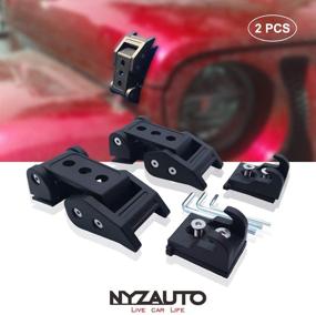 img 4 attached to 🔧 Enhance your Wrangler JK JKU 2007-2017 with NYZAUTO Black Textured Aluminum-Alloy Hood Latch Kit