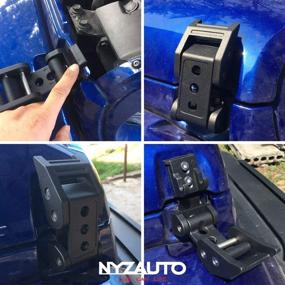 img 2 attached to 🔧 Enhance your Wrangler JK JKU 2007-2017 with NYZAUTO Black Textured Aluminum-Alloy Hood Latch Kit