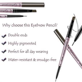 img 1 attached to 💦 [2-Pack] Waterproof Eyebrow Pencil with Dual Ends - Dark Brown #1, Complete Brow Enhancing Kit with Eyebrow Brush - Professional Eyebrow Makeup