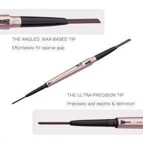 img 3 attached to 💦 [2-Pack] Waterproof Eyebrow Pencil with Dual Ends - Dark Brown #1, Complete Brow Enhancing Kit with Eyebrow Brush - Professional Eyebrow Makeup