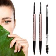 💦 [2-pack] waterproof eyebrow pencil with dual ends - dark brown #1, complete brow enhancing kit with eyebrow brush - professional eyebrow makeup logo