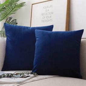 img 2 attached to 🛋️ JUEYINGBAILI Velvet Throw Pillow Covers - Ultra-Soft 2 Pack Navy Blue Pillowcase 18x18 Inch for Couch, Chair, Sofa, Bedroom, Car - Square Solid Color Decorative Cushion Covers