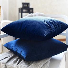 img 1 attached to 🛋️ JUEYINGBAILI Velvet Throw Pillow Covers - Ultra-Soft 2 Pack Navy Blue Pillowcase 18x18 Inch for Couch, Chair, Sofa, Bedroom, Car - Square Solid Color Decorative Cushion Covers