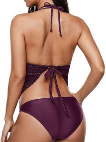 img 1 attached to AnnJo Plunge Halter Tankini Swimsuit Women's Clothing in Swimsuits & Cover Ups