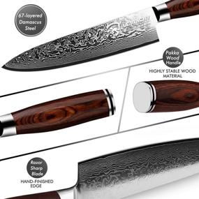 img 3 attached to 🔪 LEVINCHY Damascus Chef's Knife 8 inch: Handmade, Razor Sharp, Corrosion Resistant - Perfect for Professional Kitchens