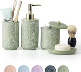img 4 attached to 🌿 VIRTUNE Premium Pastel Green Bathroom Accessories Set - Stylish Boho Decor for Your Green-Themed Bathroom