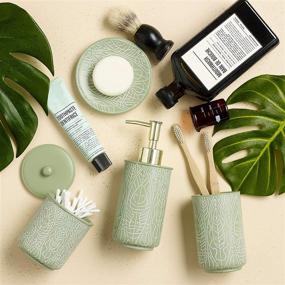 img 2 attached to 🌿 VIRTUNE Premium Pastel Green Bathroom Accessories Set - Stylish Boho Decor for Your Green-Themed Bathroom