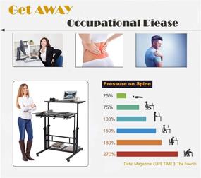 img 1 attached to 🖥️ AIZ Mobile Standing Desk - Adjustable Computer Workstation, Rolling Laptop Desk Cart with Wheels for Home Office, Portable Laptop Stand for Standing or Sitting - Black Willow