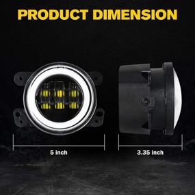 img 3 attached to 🚙 4-Inch Green Halo Ring LED Fog Lights, 60W CREE DRL Foglights for 2007-2018 JEEP Wrangler JK Off Road Front Bumper Replacements Fog Lamps