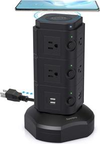 img 4 attached to ⚡ Superdanny Surge Protector Tower: 10W Wireless Charger, 10 AC Outlets, 4 USB Slots - Black