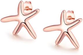 img 4 attached to 🌟 Stunning Starfish Rose Gold Plated Stud Earrings for Girls and Women