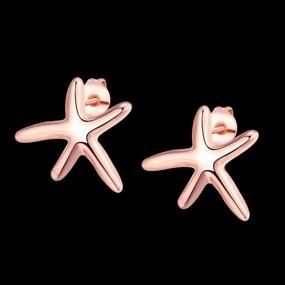 img 3 attached to 🌟 Stunning Starfish Rose Gold Plated Stud Earrings for Girls and Women