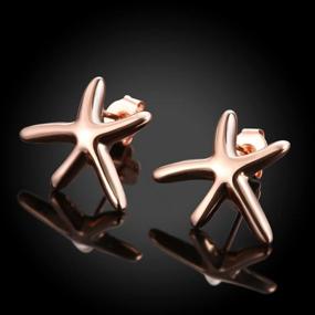 img 1 attached to 🌟 Stunning Starfish Rose Gold Plated Stud Earrings for Girls and Women