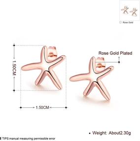 img 2 attached to 🌟 Stunning Starfish Rose Gold Plated Stud Earrings for Girls and Women