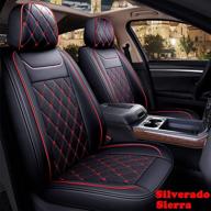 🔴 aotiyer car seat covers for silverado sierra: front seat covers for 2007-2021 1500/2500 hd / 3500 hd crew, double, extended cab or pick-up truck - black+red (front set) logo