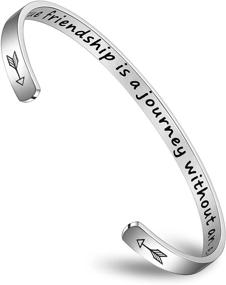 img 4 attached to Empowering Engraved Stainless Steel Cuff Bangle Bracelets: Inspiring Jewelry Gifts for Women