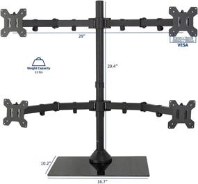 img 3 attached to VIVO черный квадратный мониторный кронштейн - регулируемый, отдельно стоящий, прочная стеклянная база - вмещает 4 экрана до 27 дюймов - STAND-V004FG