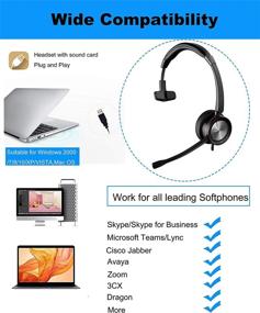 img 1 attached to Jiade Noise Cancelling USB Headset with Microphone for PC - One Ear Computer Headphones for UC Softphones, Teams, PC, Laptop, Skype, Webinar, Office, Call Center with Voice Recognition