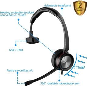 img 3 attached to Jiade Noise Cancelling USB Headset with Microphone for PC - One Ear Computer Headphones for UC Softphones, Teams, PC, Laptop, Skype, Webinar, Office, Call Center with Voice Recognition