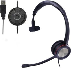 img 4 attached to Jiade Noise Cancelling USB Headset with Microphone for PC - One Ear Computer Headphones for UC Softphones, Teams, PC, Laptop, Skype, Webinar, Office, Call Center with Voice Recognition