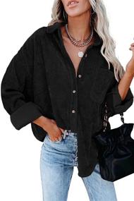 img 4 attached to 👚 ZOLUCKY Women's Button Down Shirts: Trendy Long Sleeve Jacket Shacket Boyfriend Blouses Tops