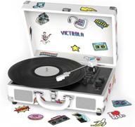 🎵 victrola vsc-400sb-cnv bluetooth suitcase turntable canvas - stickers (white): the perfect portable vinyl experience logo