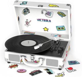 img 4 attached to 🎵 Victrola VSC-400SB-CNV Bluetooth Suitcase Turntable Canvas - Stickers (White): The Perfect Portable Vinyl Experience