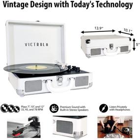 img 1 attached to 🎵 Victrola VSC-400SB-CNV Bluetooth Suitcase Turntable Canvas - Stickers (White): The Perfect Portable Vinyl Experience