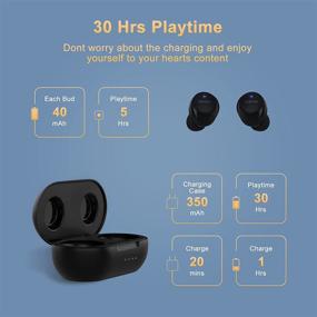 img 2 attached to 🎧 Black Wireless Earbuds Bluetooth 5.1 Headphones with Built-in Mic, Noise Cancelling, IPX7 Waterproof, 30H Playtime, TWS Stereo, Deep Bass, In-Ear Headset for Running/Sports