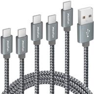 ⚡️ fast charging usb c cable variety pack for samsung galaxy & lg - 5-pack [3/3/6/6/10 ft], cleefun nylon braided type c charger cord - note 20/10/9/8, galaxy s20/s10/s10e/s9/s8 plus/s9+/s10+, lg g8/g7/g6/v30/v40 logo