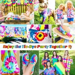 img 3 attached to 🎨 Emooqi DIY Tie Dye Kits with 26 Colors Fabric Dye, Rubber Bands, Gloves, Spoon, Funnel, Apron, and Table Covers - Perfect for Craft Arts, Textile Party, and Handmade Projects