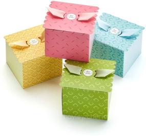 img 4 attached to 🎁 Хейли Шери 20 упаковки подарочных коробочек - плотный картон 350 г/м² - размеры 4x4x3,2 дюйма - для подарков, вечеринок, Рождества - яркие и красочные дизайны с лентами