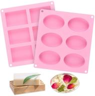 nonstick 6-cavity silicone soap molds for pudding, muffin, loaf, brownie, and more - 2 piece set, pink logo