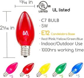 img 2 attached to Vintage Outdoor Christmas Lights: 25ft Multicolor C7 Transparent String with 🎅 Clear Colorful Bulbs - Ideal for Holiday Decor, Proms, Weddings, and More!