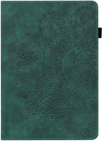 img 4 attached to UGOcase Embossed Pattern PU Leather Multi-Angle Folio Stand Cover Case for Fire HD 8 8th/7th/6th Generation, with Elastic Band Stylus Loop - Green, for Amazon Kindle Fire HD 8 2016/2017/2018 Release