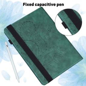 img 1 attached to UGOcase Embossed Pattern PU Leather Multi-Angle Folio Stand Cover Case for Fire HD 8 8th/7th/6th Generation, with Elastic Band Stylus Loop - Green, for Amazon Kindle Fire HD 8 2016/2017/2018 Release