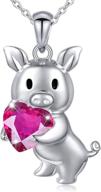 🎁 da0chong 925 sterling silver cubic zirconia love heart cute animal pendant necklace: perfect birthday gift for women logo