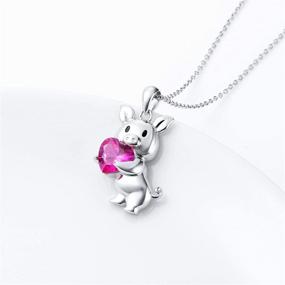 img 1 attached to 🎁 DA0CHONG 925 Sterling Silver Cubic Zirconia Love Heart Cute Animal Pendant Necklace: Perfect Birthday Gift for Women