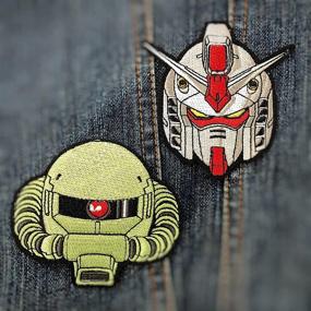 img 1 attached to 🦞 OYSTERBOY 2Pcs RX-78 Mobile Suit Gundam Zaku II MS-06 Green | Premium Quality Sew/ Iron On | 100% Embroidered Decorative Applique Tactical Patch for Cosplay, Costume, Jacket, Clothing, Bag