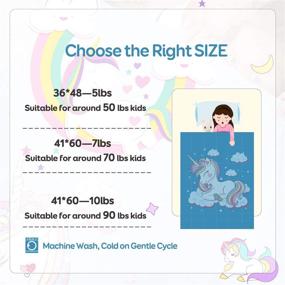 img 1 attached to 🦄 BUZIO Kids Weighted Blanket - 7lbs, Unicorn Fleece - 4 Color Options, Ultra Soft & Cozy Heavy Blanket - Calming & Sleep Aid, 41 x 60inch