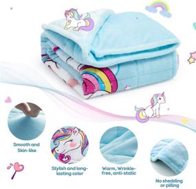 img 2 attached to 🦄 BUZIO Kids Weighted Blanket - 7lbs, Unicorn Fleece - 4 Color Options, Ultra Soft & Cozy Heavy Blanket - Calming & Sleep Aid, 41 x 60inch