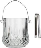 🍾 lily's home glass ice bucket: stylish entertaining and versatile everyday use solution with handle and ss tongs logo