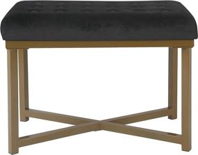 img 2 attached to HomePop Velvet Tufted Ottoman Metal Furniture