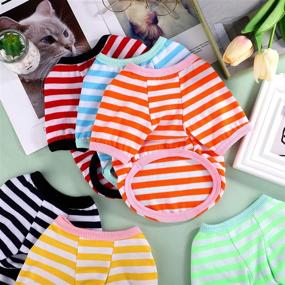 img 1 attached to URATOT 9 Pieces Dog Striped T-Shirt - Colorful Pet Outfits for Dogs and Cats: Breathable, Stylish, and Sweatshirt included!